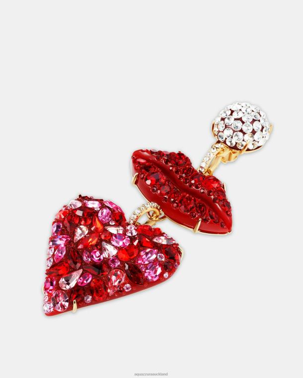 Aquazzura Kiss Me Heart Earrings RED TZ666445