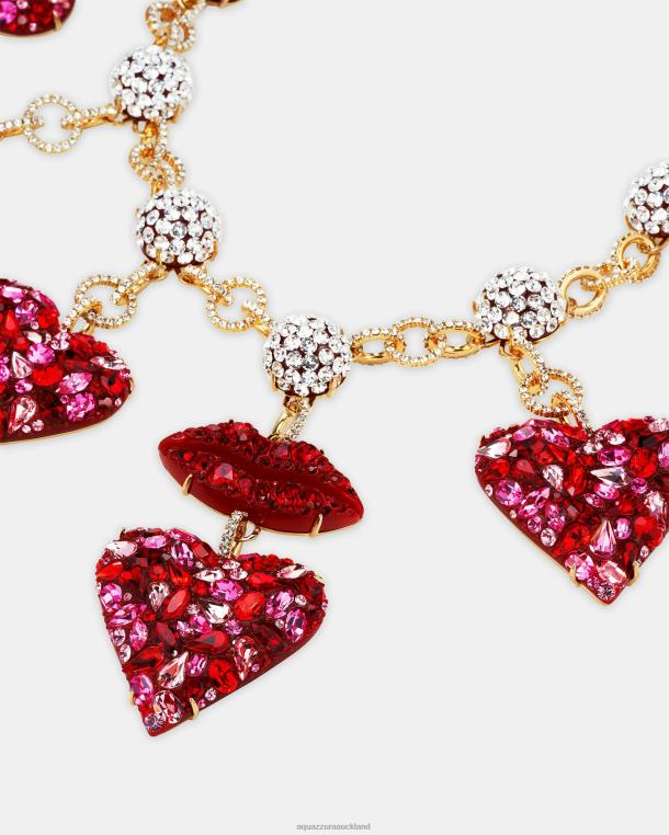 Aquazzura Kiss Me Heart Necklace RED TZ666443
